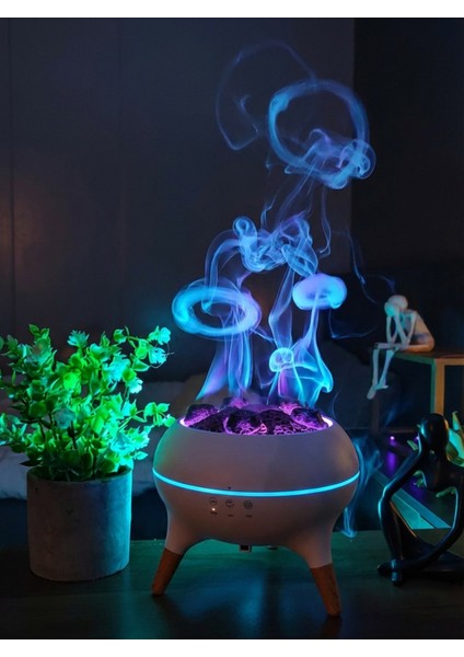 7ledli Denizanası Hava Nemlendirici 250ML Soğuk Sis Difüzörü Denizanası Volkan Gece Lambası Buharlık