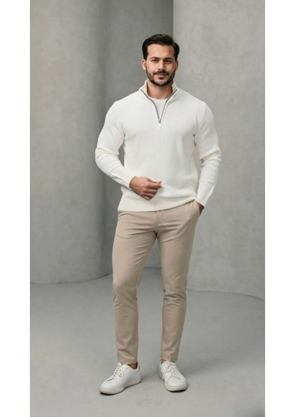 Erkek Balıkçı Zip Yaka Uzun Kollu Triko