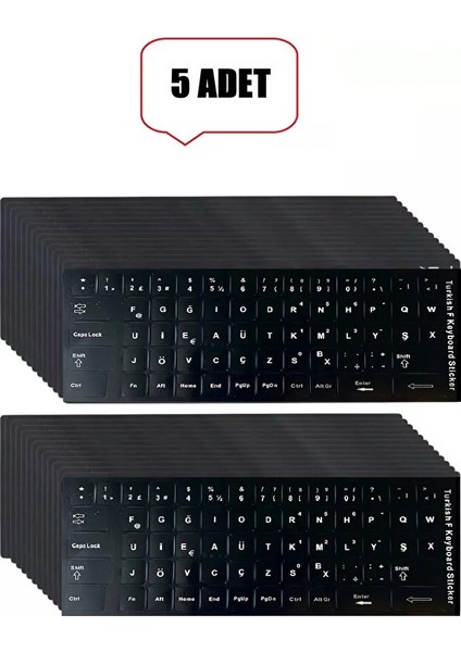 5 Adet Türkçe F Klavye Etiketi Laptop Pc Sticker Kaliteli Pvc-Keyboard Sticker Pvc Harf Çıkartmaları