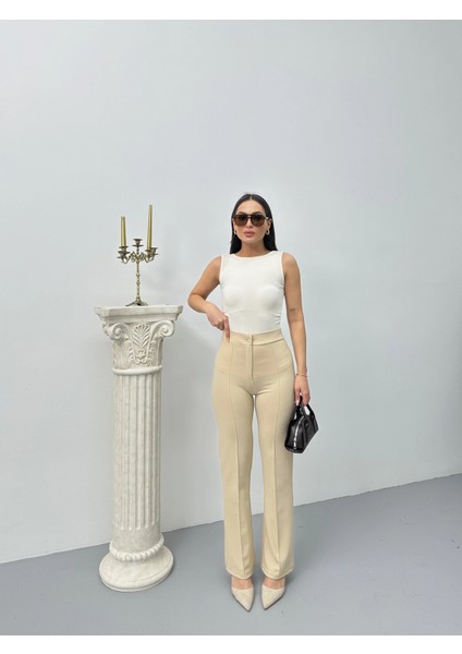 Düğmeli Palazzo Pantolon Bej P170091 indirimleri