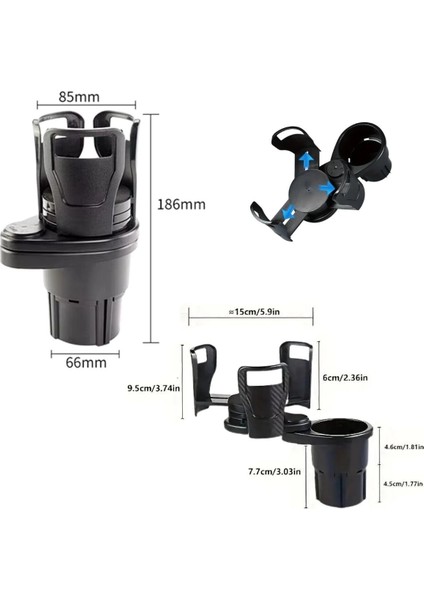 Araç Içi 360 Derece Dönen 2'li Bardaklıklı Açılarak Ayarlanabilir Bardak Tutucu Aparat indirimleri