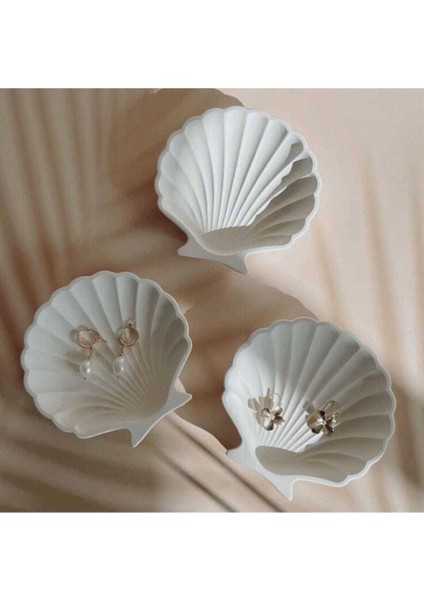 Dekoratif Istiridye Görünümlü Takı ve Dekor Tabağı 3'lü