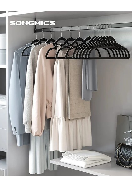 Songmıcs Kadife Elbise Askısı 20'li Set Kaymaz Küçük Bağlantı Çubuğu 360° Dönen Kanca 0,6 cm Kalın Yerden Tasarruf 43,5 cm Uzun Coats Pantolon Için Gümüş Siyah CRF20B fiyatları