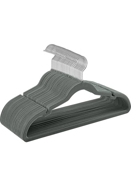 Songmıcs Kadife Elbise Askısı, 30NANLU Set, Askılar, Kaymaz, Omuz Bölgesinde Çentikler, Pantolon Köprüsü, 360 Dönebilen Kanca, Yer Tasarrufu Sağlar, Gri