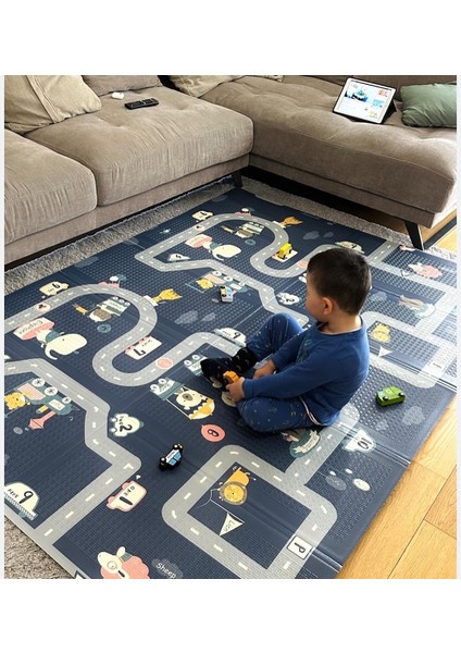 Çift Taraflı Premium Katlanabilir Oyun Matı Oyun Halısı 150*200*1 cm (Taşıma Çantalı)