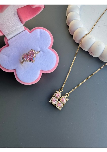 Mıknatıslı Açılabilir Gold Kolye Yüzük Seti Çelik fiyatları