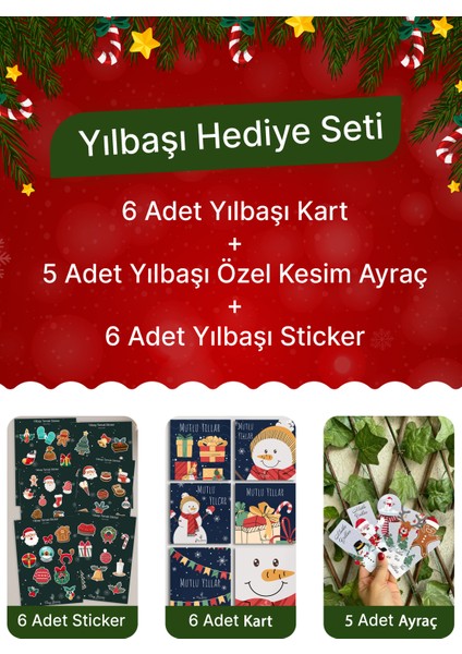 Yılbaşı Seti-1(6 Adet Kart-Sticker- 5 Adet Ayraç)