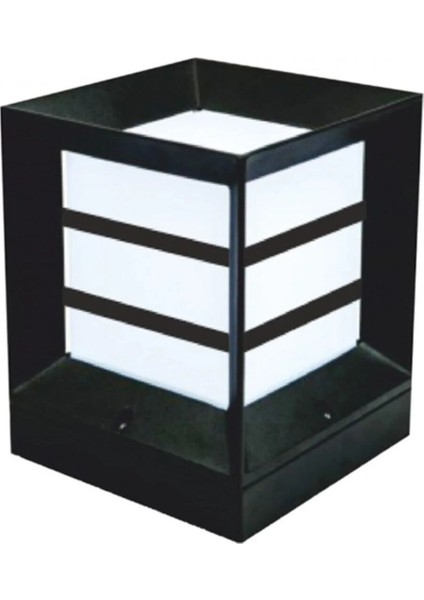 Lara Kare Siyah Panjurlu Bahçe Armatürü Pvc Gövde 1XE27 / Akviva