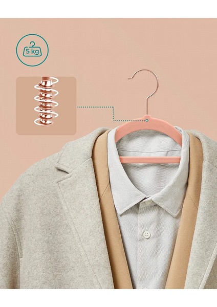 Songmıcs Kadife Elbise Askısı Seti, 50 Askı, Kaymaz Küçük Kravat Çubuğu 360 Döner Kanca, 0,6 cm Kalınlığında, Yer Tasarrufu Sağlar, Pembe Altın Açık Pembe fırsatları