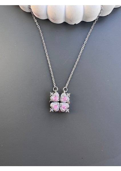 Gümüş Mıknatıslı Açılabilir Yonca Kolye Çelik fiyatları