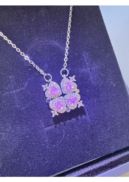 Gümüş Mıknatıslı Açılabilir Yonca Kolye Çelik fırsatları