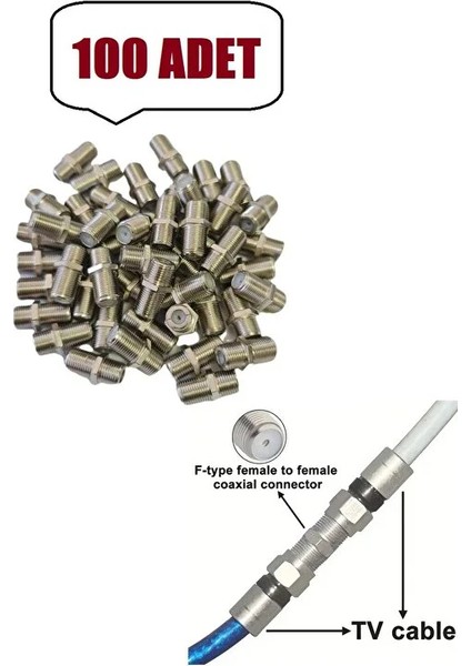 100 Adet Tv Anten Kablo Konnektörü F/f Dişi Rg6 Koaksiyel Kablo Ara Uzatıcı Birleştirici Konnektörü fiyatları