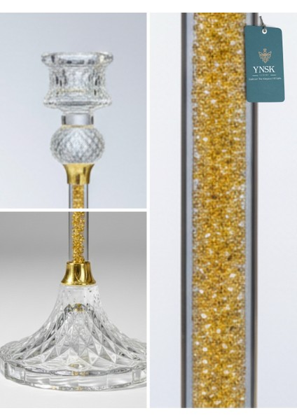 Luxury | Versailles | Zarif 3'lü Kristal Şamdan Seti (25-33-42 Cm) | Dekoratif Mumluk Takımı fırsatları