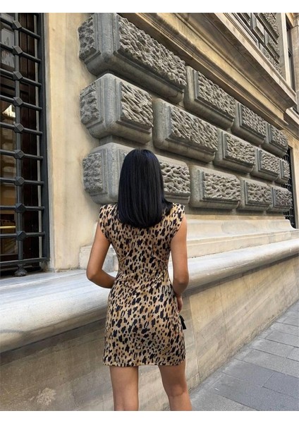 Leopar Kısa Elbise Sandy - Leopar