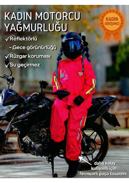 Kadın Motorcu Yağmurluğu