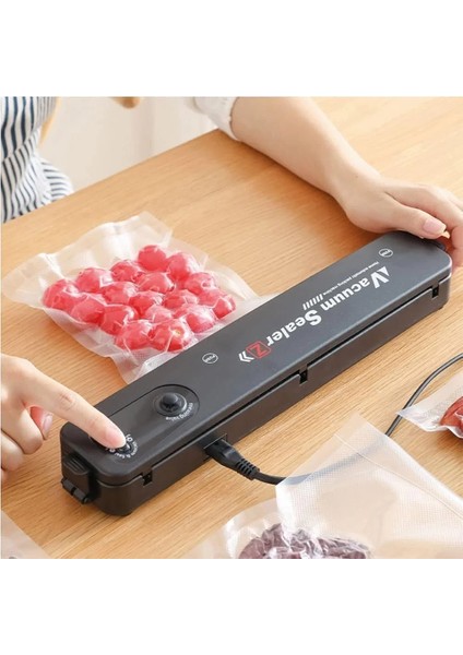 Vacuum Sealer Ev Tipi Vakumlama ve Yapıştırma Makinesi + 10 Adet Vakum Poşeti (5047)