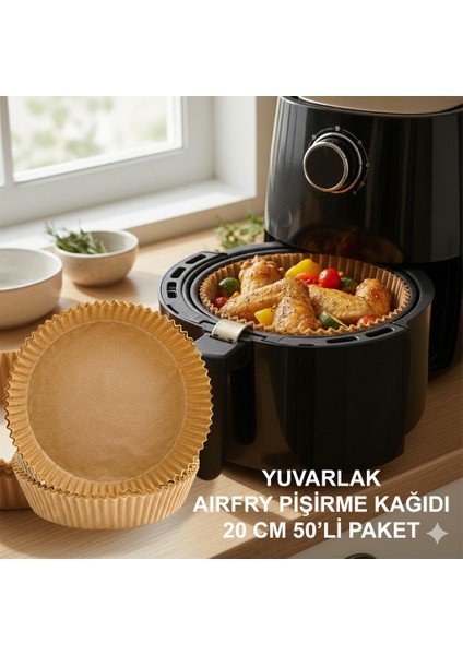 50'li Kullan At Aırfry Pişirme Kağıdı 20 cm Yuvarlak Su Geçirmez