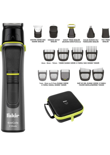 Execute 2 Blade Bakım Kiti, Antrasit, Tıraş ve Bakım Seti