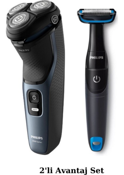 Islak ve Kuru Kullanıma Uygun, Çiftli Tıraş Makinesi Seti