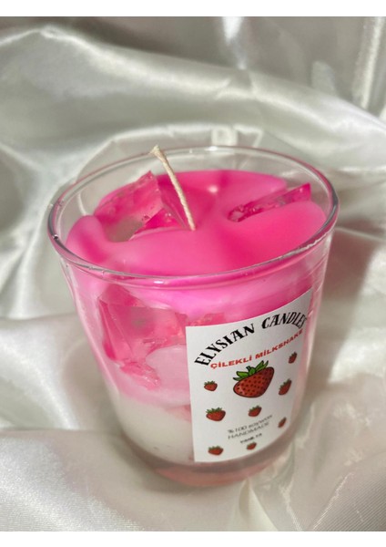 Çilekli Milkshake Görünümlü Mum