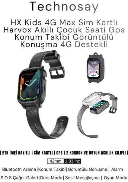 Hx Kids 4g Max Sim Kartlı Harvox Akıllı Çocuk Saati Gps Konum Takibi Görüntülü KONUŞMA4G Btk Kayıtlı