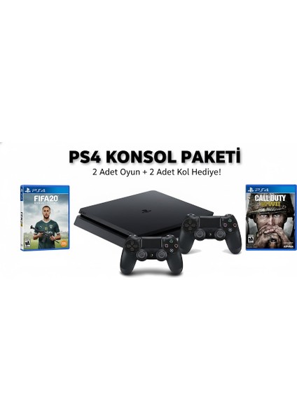 Ps4 Konsol Paketi + 2 Oyun Kolu + 2 Oyun Hepsi Orjinal