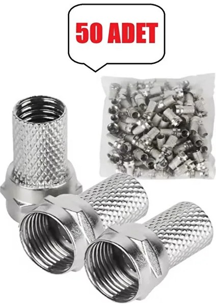 50 Adet Tv/uydu Anteni Koaksiyel Kablo F/f Konnektör Rg6 / U4 Uydu Anten Kablosu Vida Tipi Jak