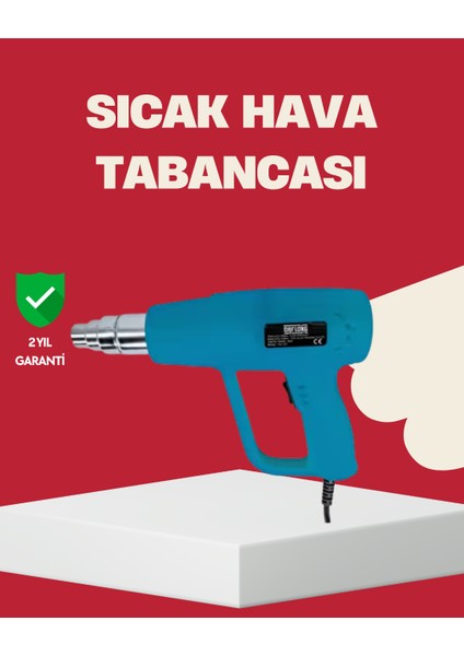 2 Kademeli Güçlü Sıcak Hava Tabancası 380° – 500° Isı Ayarı