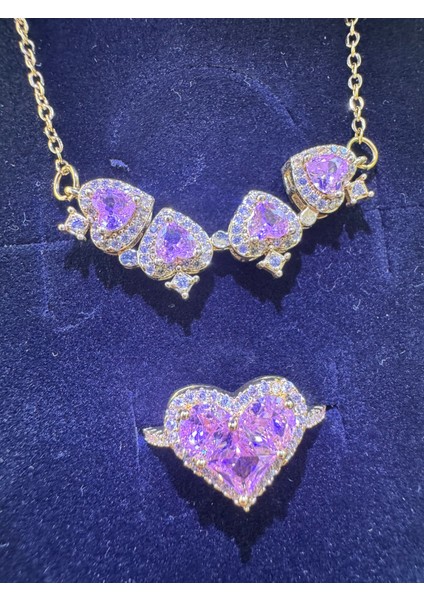 Işıklı Kutuda Mıknatıslı Yonca Kolye-Yüzük Seti Çelik fırsatları