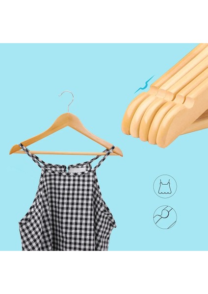 Songmıcs Çocuk Ahşap Askıları, 20'li Paket, Çentikli Askı, 360 Derece Döner Kanca, Doğal, 35 cm CRW006-20 indirimleri