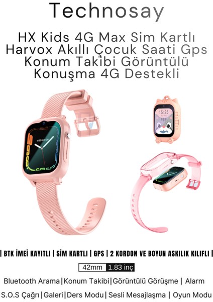 Hx Kids 4g Max Sim Kartlı Harvox Akıllı Çocuk Saati Gps Konum Takibi Görüntülü KONUŞMA4G Btk Kayıtlı