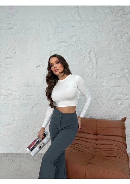 Düğmeli Palazzo Pantolon Füme P170091 indirimleri