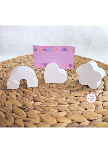 Beyaz Kalp-Çiçek ,gökkuşağı-Kağıt Fotoğraf Tutucu