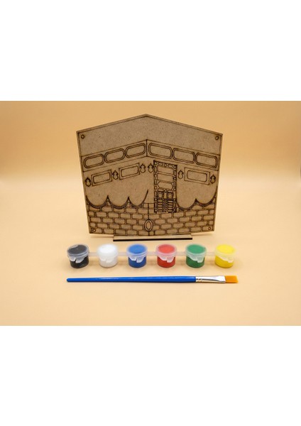 Ahşap Kabe Maketi Boyama Etkinliği - Eğitici Dini Oyuncak (22,5X21 Cm)