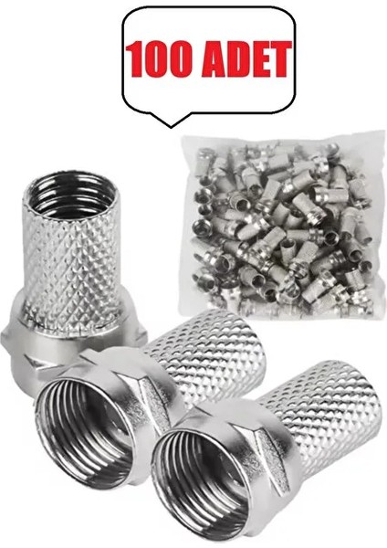 100 Adet Tv/uydu Anteni Koaksiyel Kablo F/f Konnektör Rg6 / U4 Uydu Anten Kablosu Vida Tipi Jak