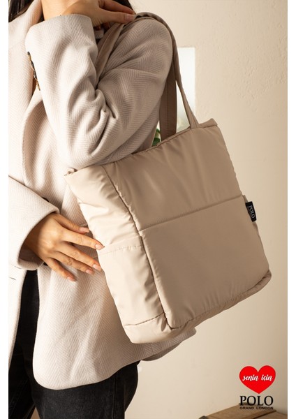 Orijinal Geniş Hacimli Su Geçirmez Puf Şişme Shopper Okul Spor Iş Için Büyük Boy Omuz ve Kol Çantası