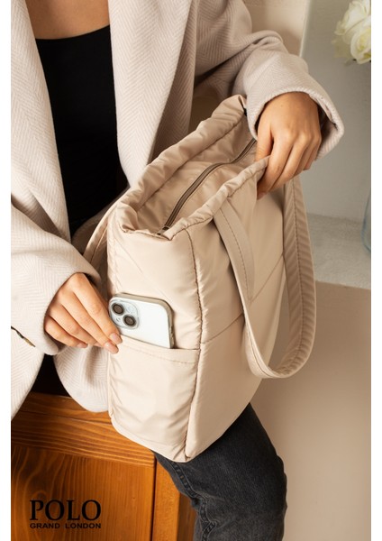 Orijinal Geniş Hacimli Su Geçirmez Puf Şişme Shopper Okul Spor Iş Için Büyük Boy Omuz ve Kol Çantası indirimleri