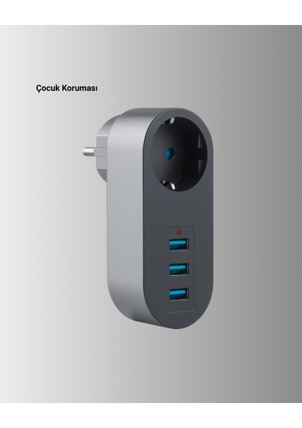 Akım Korumalı Usb’li Priz – Güçlü 2500W, Isı ve Çocuk Koruması modelleri