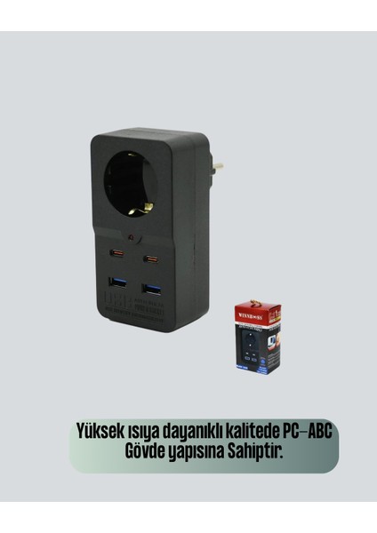 Akıllı Akım Dengelemeli Priz 2500W 4 USB Type C Çıkışlı fırsatları
