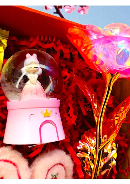 Şekerleme Hediye Kutusu Tavşan Peluş Gül Kar Küresi ve Atlı Karınca Kalp Kutu Hediye modelleri