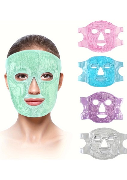 Terapi Jel Yüz Maskesi Soğuk ve Sıcak Boncuklu Ayarlanabilir Maske (Yeşil)