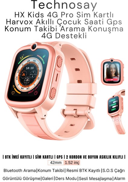Hx Kids 4g Pro Sim Kartlı Gps Akıllı Çocuk Saati Konum Takibi Arama Konuşma 4g Destekli