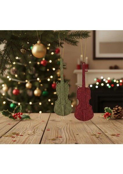 2’li Gitar Figürlü Yılbaşı Ağaç Süsü – Gold & Kırmızı (Simli / Ipli) fiyatları