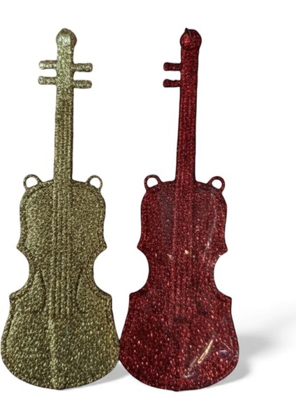 2’li Gitar Figürlü Yılbaşı Ağaç Süsü – Gold & Kırmızı (Simli / Ipli) fırsatları
