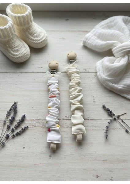 Emzik Askısı -2’li Set %100 Pamuk Kumaş - Şık Tasarım- Güvenli Ahşap Klipsli fırsatları