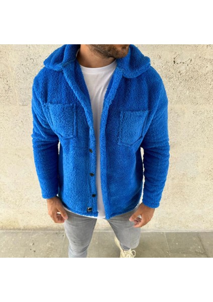 Erkek Pelüş Polar Hırka Gömlek – Yakalı, Ilik Düğmeli, Göğüs Cepli, Yumuşak Dokulu Kışlık Regular Fit Rahat Günlük Model - Saks Mavisi fiyatları