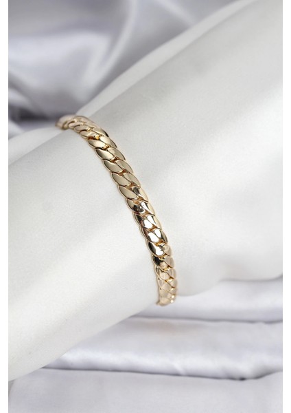 14K Renk Kaplama Ezme Zincir Kadın Bileklik