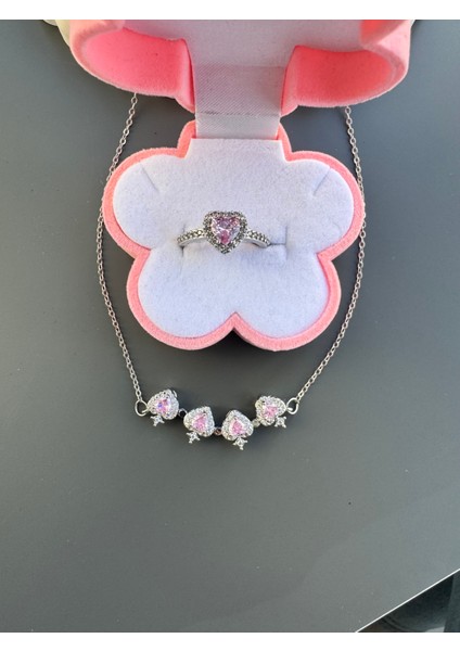 Gümüş Mıknatıslı Yonca Kolye Yüzük Seti Çelik fırsatları