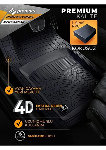 Bmw X6 2009 Uyumlu 3,5 cm Derin Havuzlu 5 Parça Pro Siyah Oto Paspas Seti modelleri