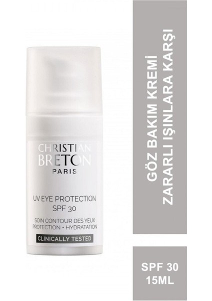 Göz Çevresini Uva-Uvb ve Uvc Işınlarından Koruyucu SPF30 Göz Bakım Kremi 15ML.
